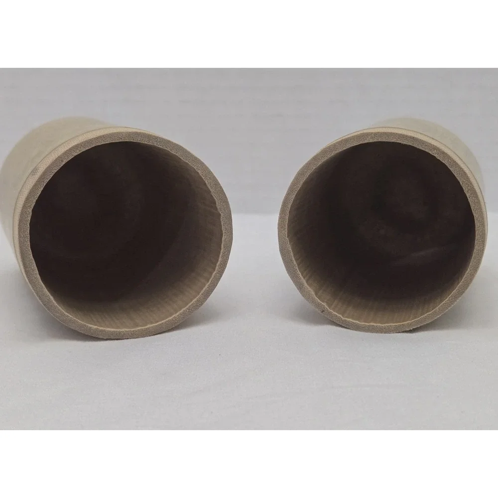 Two Vintage Jamaican‎ Hand Carved Bamboo Tiki Craft Cups Or Vases 4 Inches